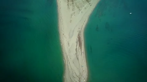 Aerial Overview of Sandy Beach on Kassandra Peninsula, Greece Stock Footage 321939115