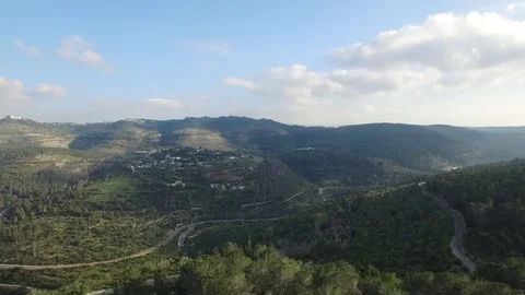 Aerial overview of Sataf Forest at Jerusalem Hills. Israel. DJI-0144-01 Stock Footage 124371975