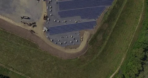 Aerial Overview Shot of a Solar Panel Field Under Construction Stock Footage 80205305