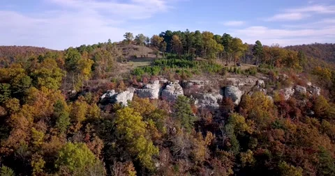 Aerial Ozark Mountains 2020 fall colors Stock Footage 142908969