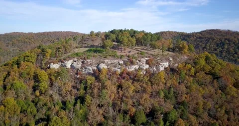 Aerial Ozark Mountains 2020 fall colors Stock Footage 142909436