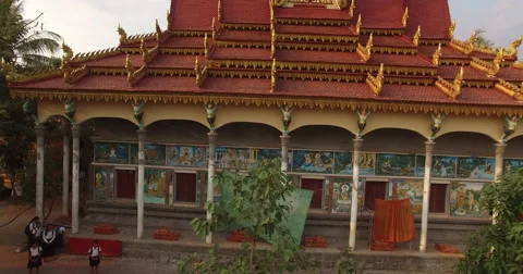 Aerial pagoda side view Stock Footage 61508913