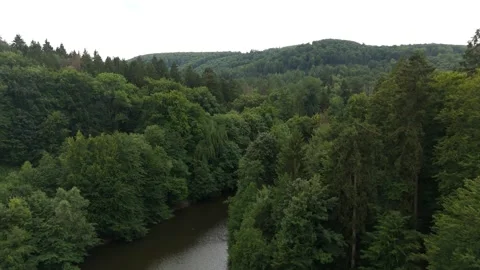 Aerial Pan Along The River Toward Externsteine 動画素材 339367701