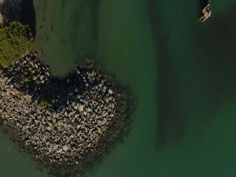 Aerial Pan of a Harbor Stockbeeldmateriaal 80531929