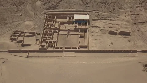 Aerial pan of Inca temple complex Stock Footage 249956017