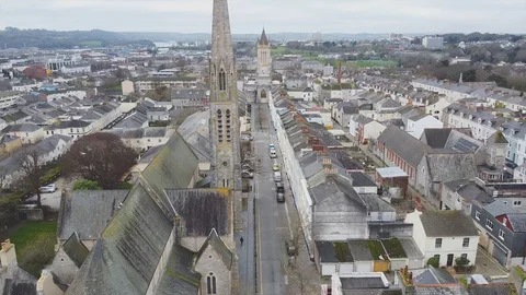 Aerial pan next to bell tower Stock Footage 122215887