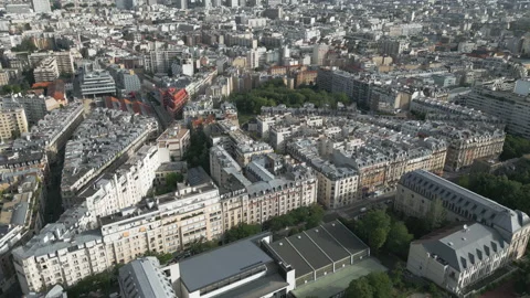 Aerial pan up Paris Eiffel Tower Stock Footage 197505994