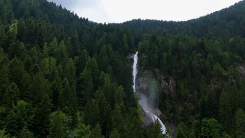 Aerial Pan Right Across Folgorida Waterfall in Val di Genova Italy 스톡 동영상 344992663