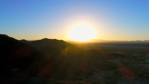 Aerial Pan Right to Left of Big Sun in the Beautiful Black Rock Desert of USA Stock Footage 101128742