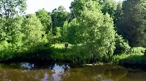 Aerial pan of river. Stock Footage 39809349
