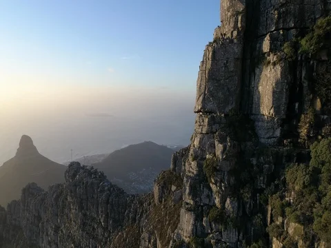 Aerial Pan From Table Mountain to Lion's Head Stock Footage 79729042