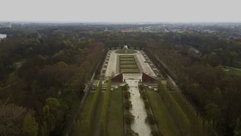 Aerial pan up towards Soviet Monument Treptower Park Berlin Stock Footage 75062022