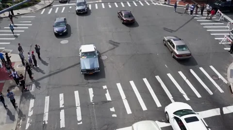 Aerial pan of traffic moving Stock Footage 42127199