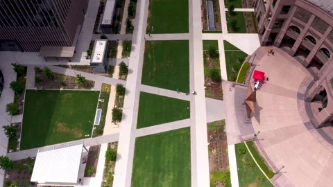 Aerial Pan View over Texas Capitol Mall Downtown Austin Capitol Complex Project 動画素材 245627161