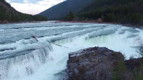 Aerial Pan at Waterfall 4K Stock Footage 73058844