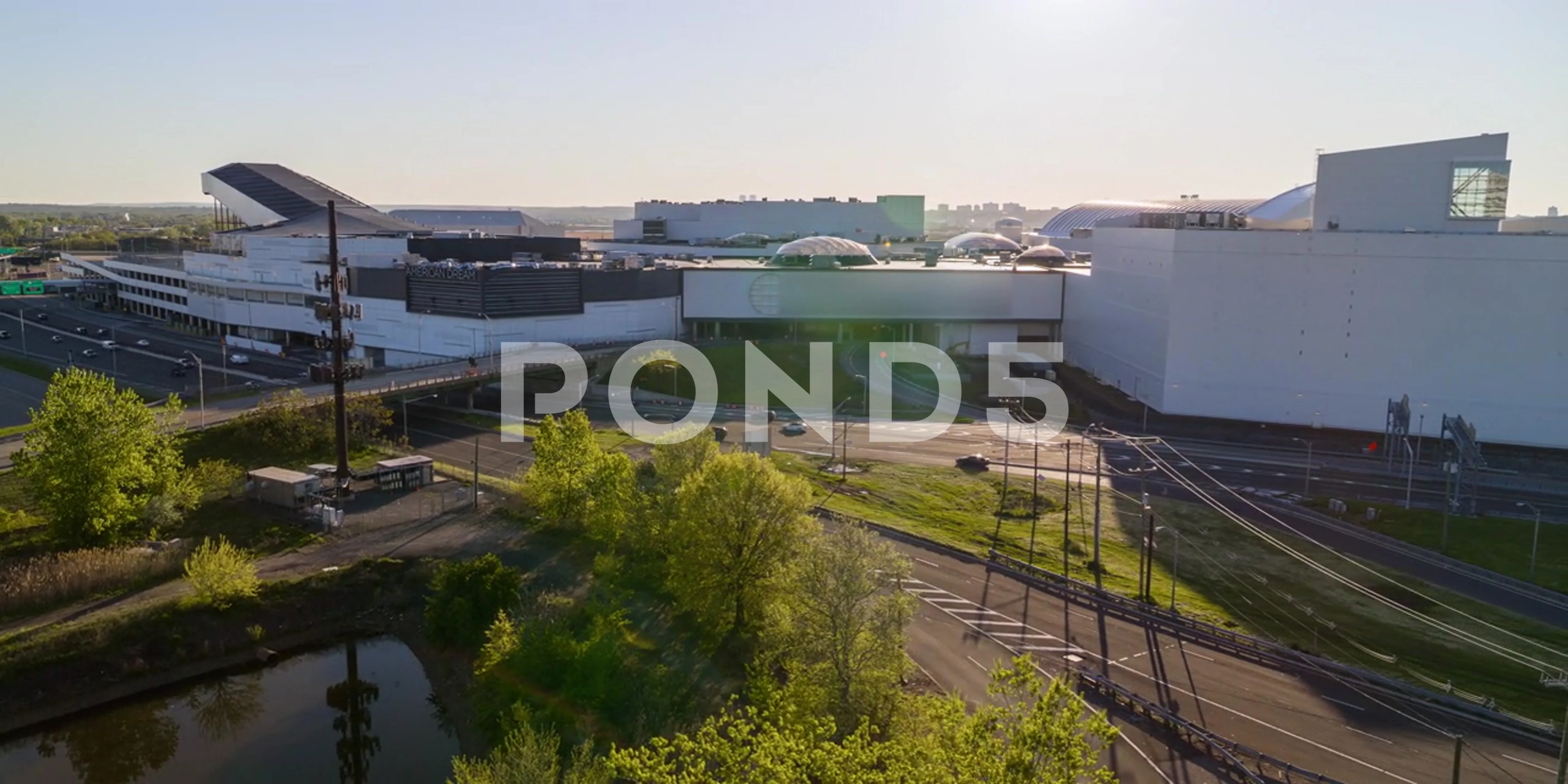 Drone view of ongoing construction at American Dream at the Meadowlands 