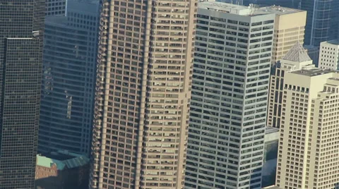 Aerial Panning Close Up Perspective of Seattle Buildings 1 Stock Footage 34134512