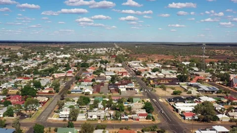 Aerial panning over regional mining town Cobar on Barrier highway – 4k. Stock Footage 168554388