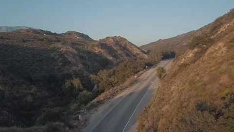 Aerial Panning Shot Interstate 5 Burbank Los Angeles Sunset Stock Footage 103497399