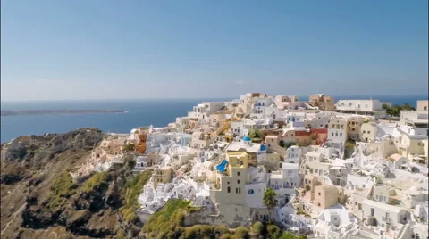 Aerial panning view of Santorini Island Stock Footage 60243736