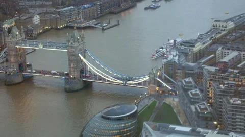 Aerial panning view of Tower bridge Stock Footage 57781689