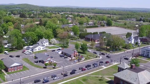 Aerial Panorama Of An Intersection Of A Farming Community Stock Footage 330121936