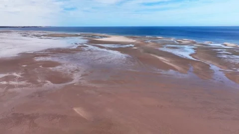Aerial Panorama of Intertidal Sandbars and Coastal Tidal Flats in Dakhla Lagoon Video stock 339091966