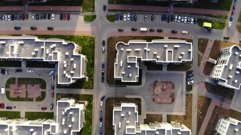Aerial panorama of modern housing complex Stock Footage 92444600