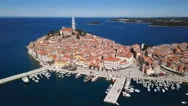 Aerial Panorama Of Rovinj, Croatia Stock Footage