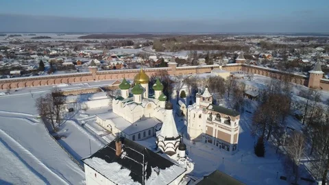 Aerial panorama of the Savior Euthymius monastery in Suzdal Stock Footage 101654992