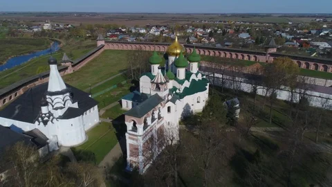 Aerial panorama of the Savior Euthymius monastery in Suzdal, Russia. Stock Footage 107451262