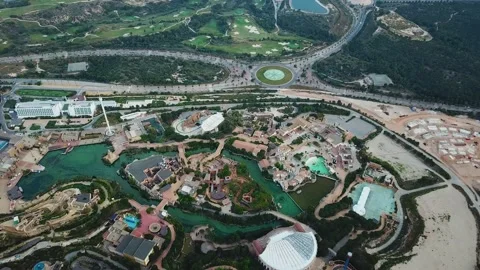 Aerial Panorama to the theme park Stock Footage 239656784