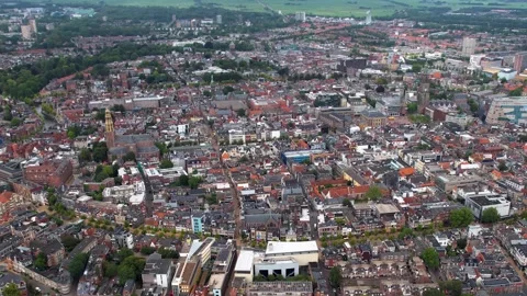 Aerial panorama view around the old town of  Groningen, Netherlands Vídeo Stock 305059720