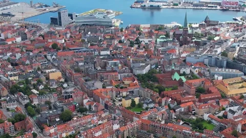 Aerial panorama view around the old town Aarhus 库存影片 305179541