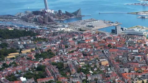 Aerial panorama view around the old town Aarhus 库存影片 305187953
