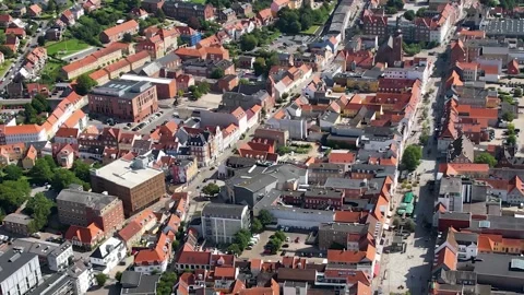 Aerial panorama view around the old town Horsens Vídeo Stock 305188802