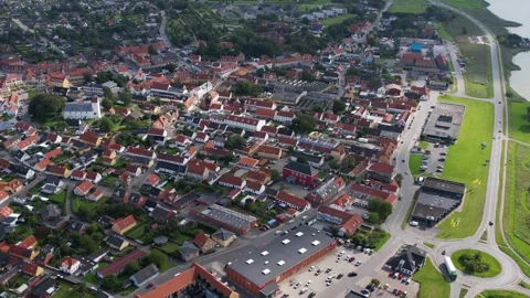 Aerial panorama view around the old town Nibe Видео 305214809
