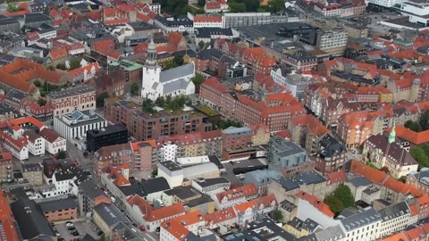 Aerial panorama view around the old town Aalborg Vídeos de archivo 305236486