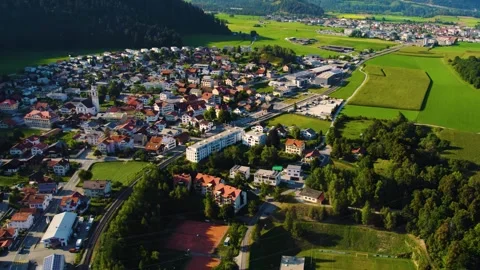 Aerial panorama view around the old town village of Razun  Видео 337323687