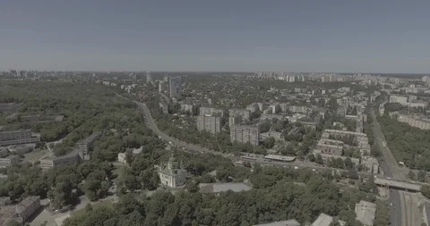 Aerial panorama view on the city and stadium Video stock 121643053