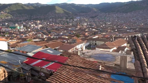 Aerial panorama view of Cusco, Peru Stock Footage 333775145