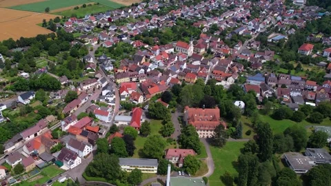 An aerial panorama view of the old town of the city Flehingen, Stock Footage 299566784