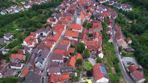 An aerial panorama view of the old town of the city Flehingen, Stock Footage 299568074
