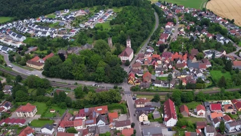An aerial panorama view of the old town of the city Flehingen, Stock Footage 299569036