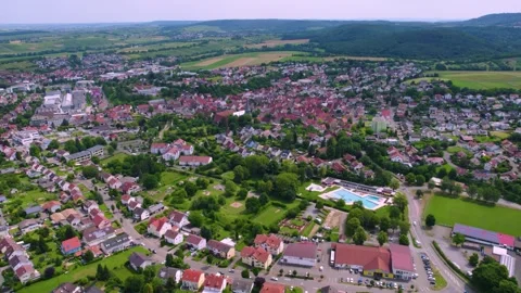 An aerial panorama view of the old town of the city Oberderdingen Stock Footage 299570532