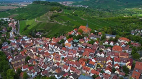 An aerial panorama view of the old town in the city Weinsberg Видео 340855807