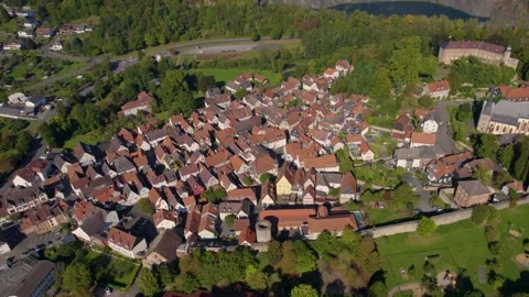 Aerial panorama view of Ortenberg in Germany. Видео 304172658