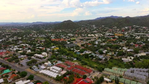 Aerial Panorama of Windhoek with Mountains, Namibia Stock Footage 337915048