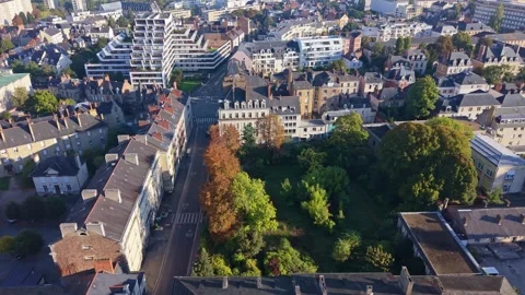 Aerial panoramic cityscape view of the historic Quartier Thabor district in Stock Footage 323374436
