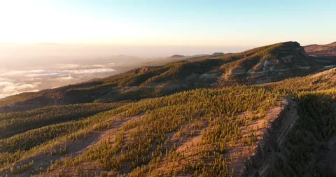 Aerial panoramic dramatic view of a mountain and hills forest rocky landscape Stock-Footage 170850213